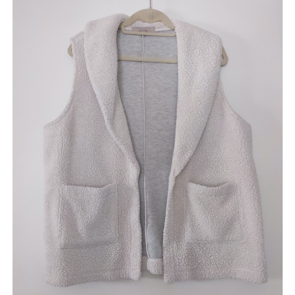 Womens L Sherpa Fleece Open Front Vest